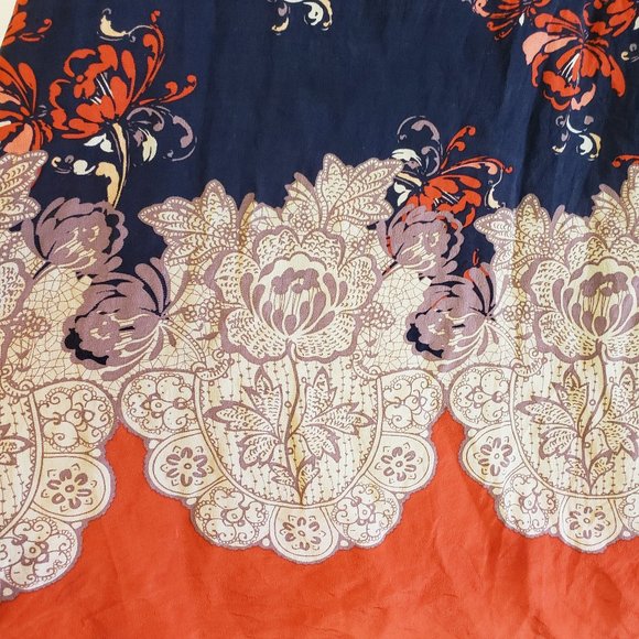 Meadow Rue Blossom Peasant Blouse Red Silk Large - Picture 5 of 7